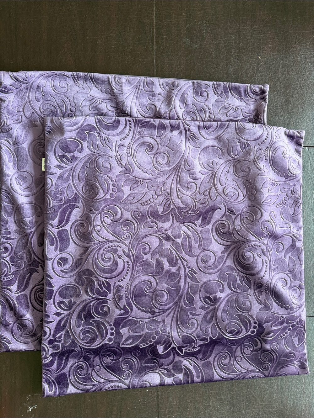 Decorative Paisley Velvet Accent Pillow Cover - Plum/Purple Color Set of 2